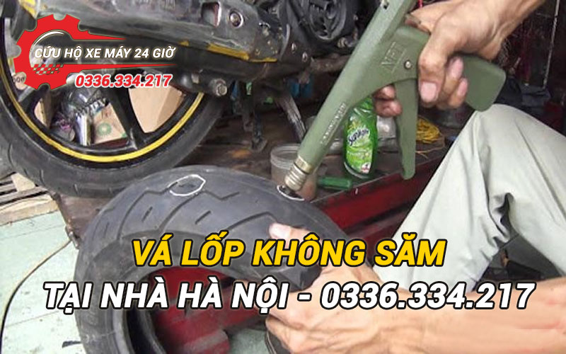 Vá lốp không săm xe máy tại nhà Hà Nội